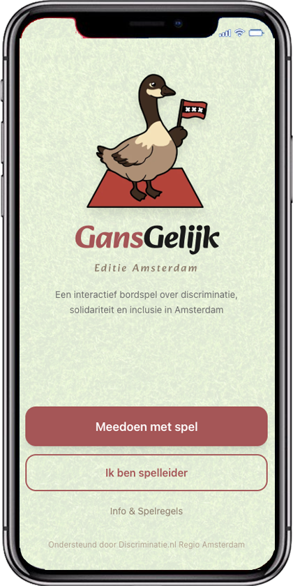 The Gansgelijk app start screen on a phone.